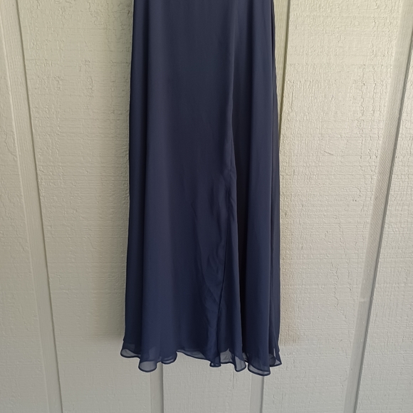 After Six Chiffon Bridesmaid Dress Size 4 In Midnight  Slit Sleeveless Tie Back - Picture 4 of 15